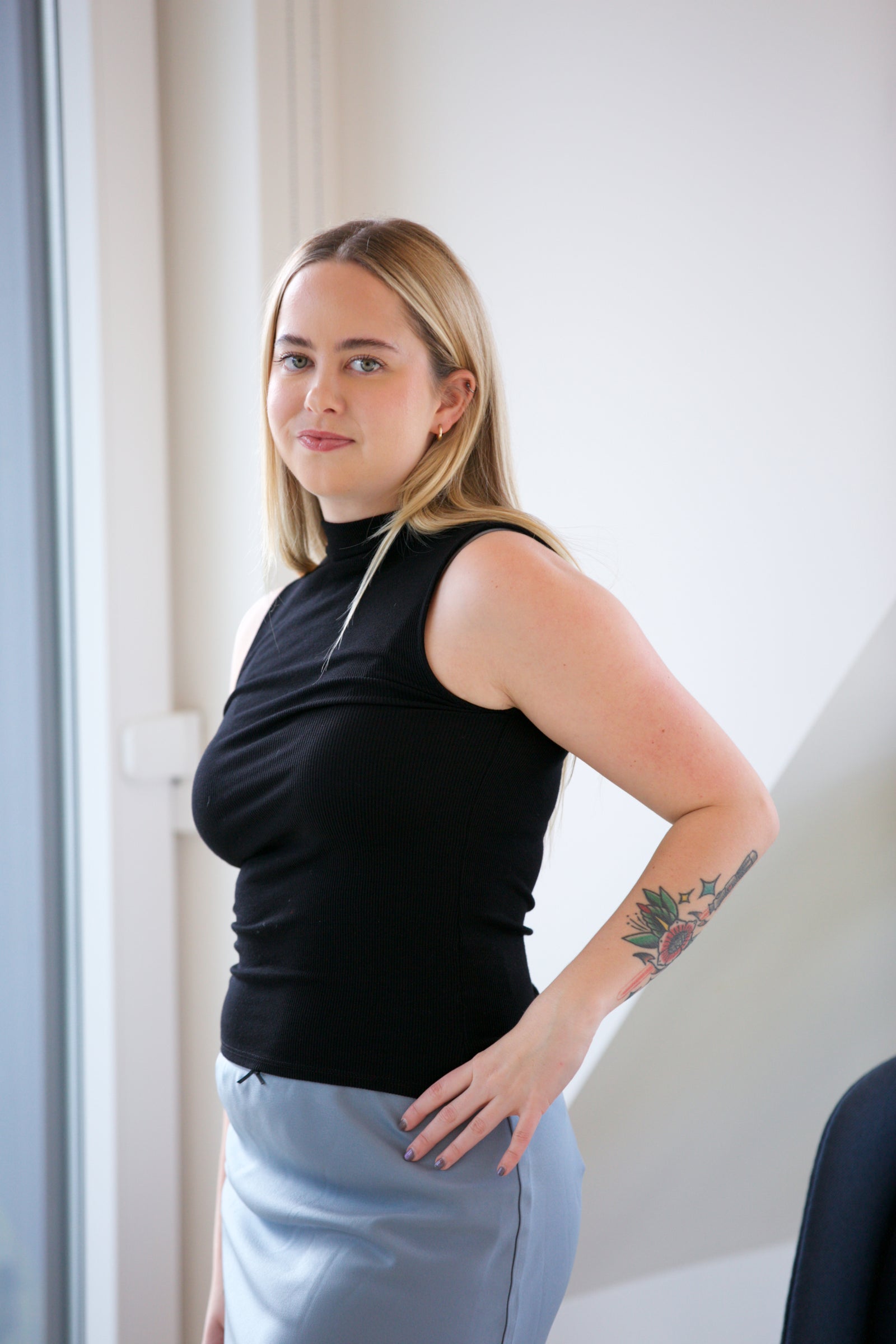 Enza Costa Silk Knit Rib Sleeveless Mockneck