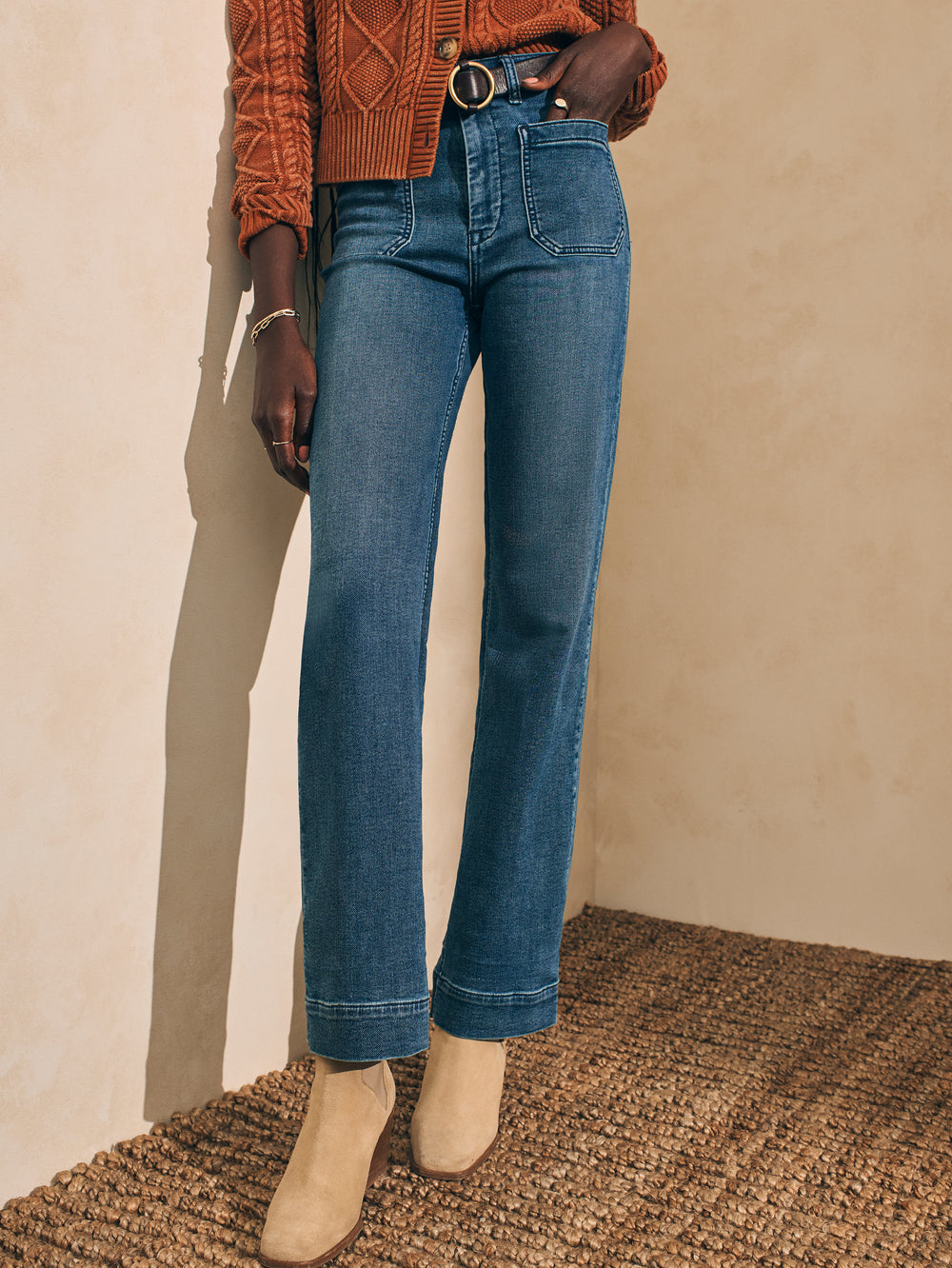 Faherty Stretch Terry Patch Pocket Pant in Riverton
