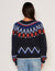 Sundry Fairisle Crew Neck Sweater Deep Navy