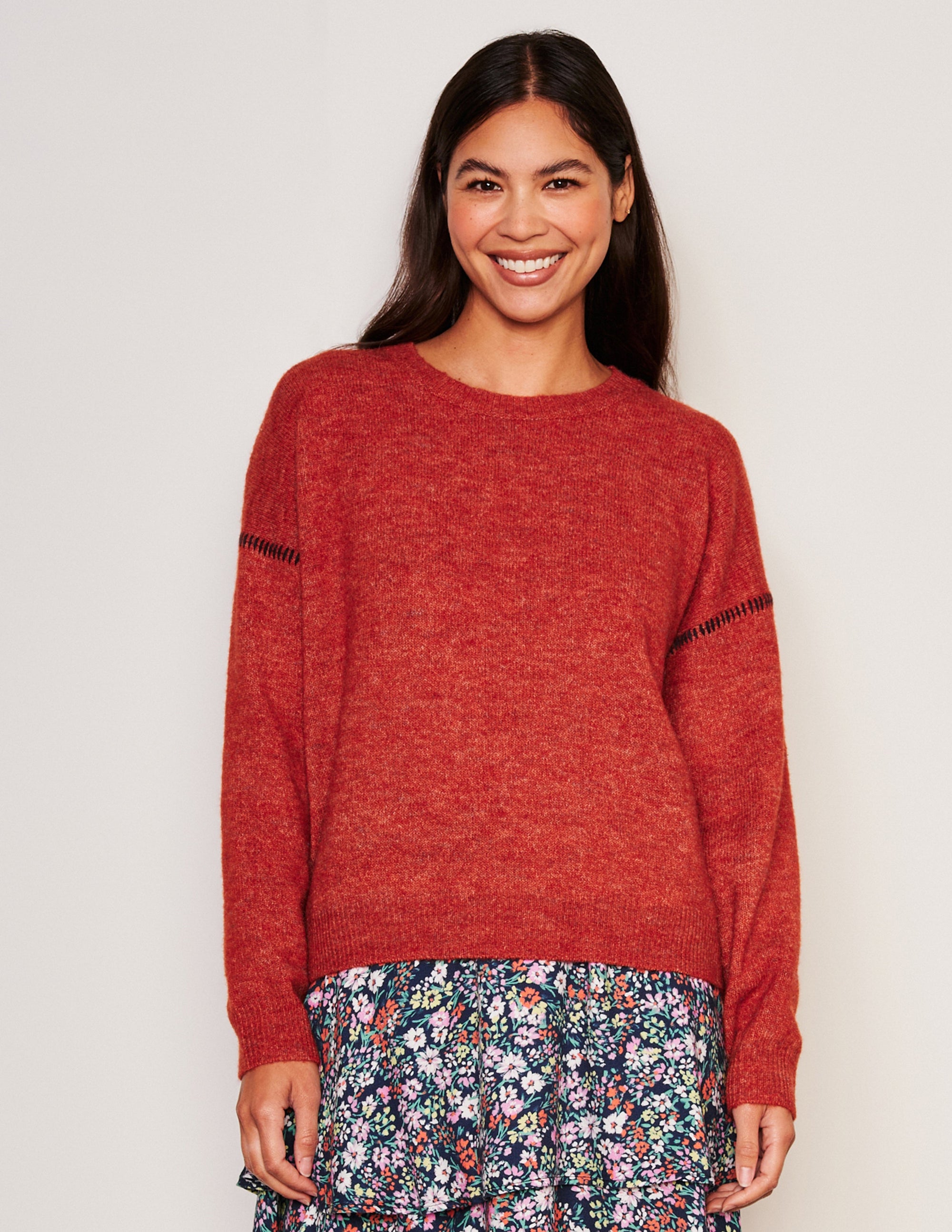 Sundry Baseball Stitch Crew Neck Sweater