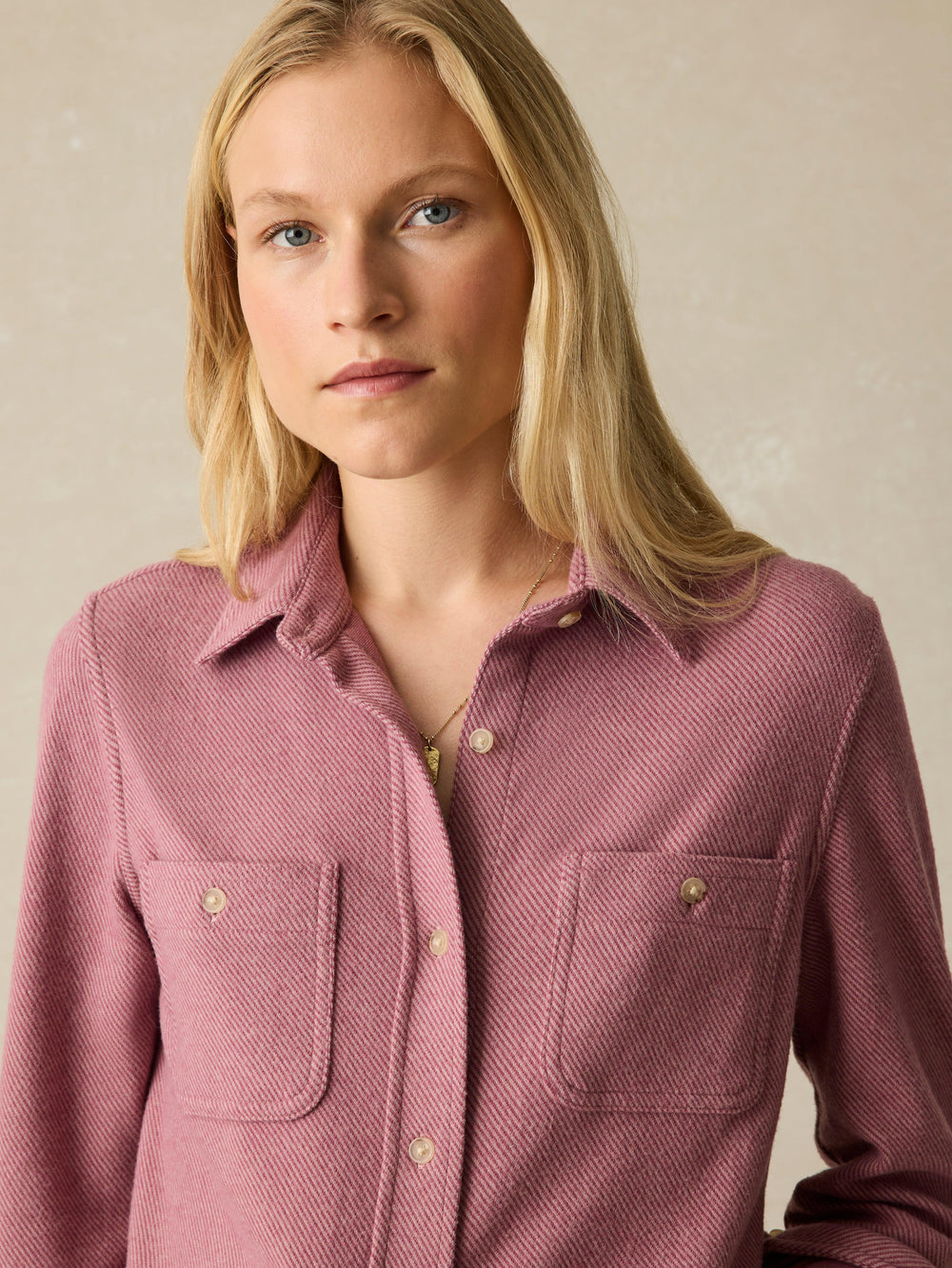 Faherty Legend Sweater Shirt in Rose Twill