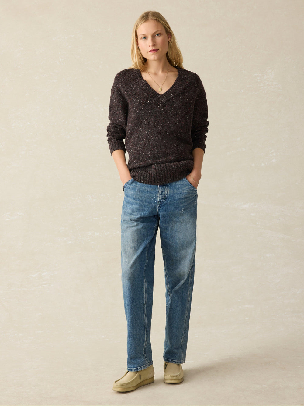 Faherty Driftwood Donegal Sweater in Blackberry