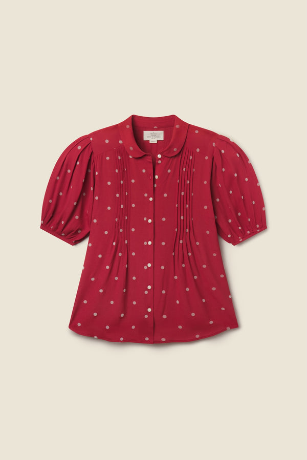 Birds of Paradis by Trovata Nadine Blouse in Berry Flocked Dot