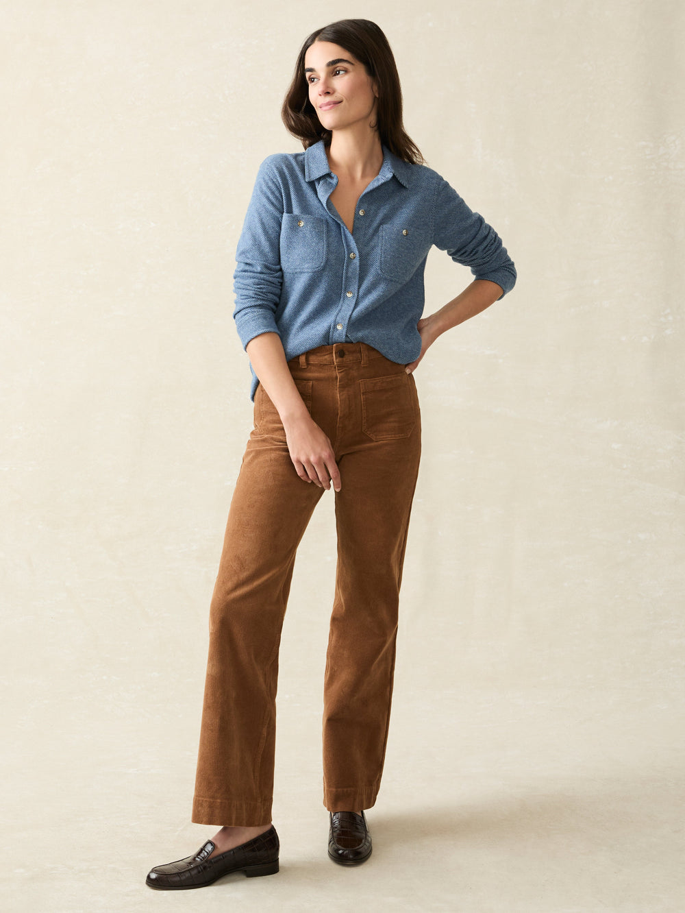 Faherty Legend Sweater Shirt in Glacier Blue Twill