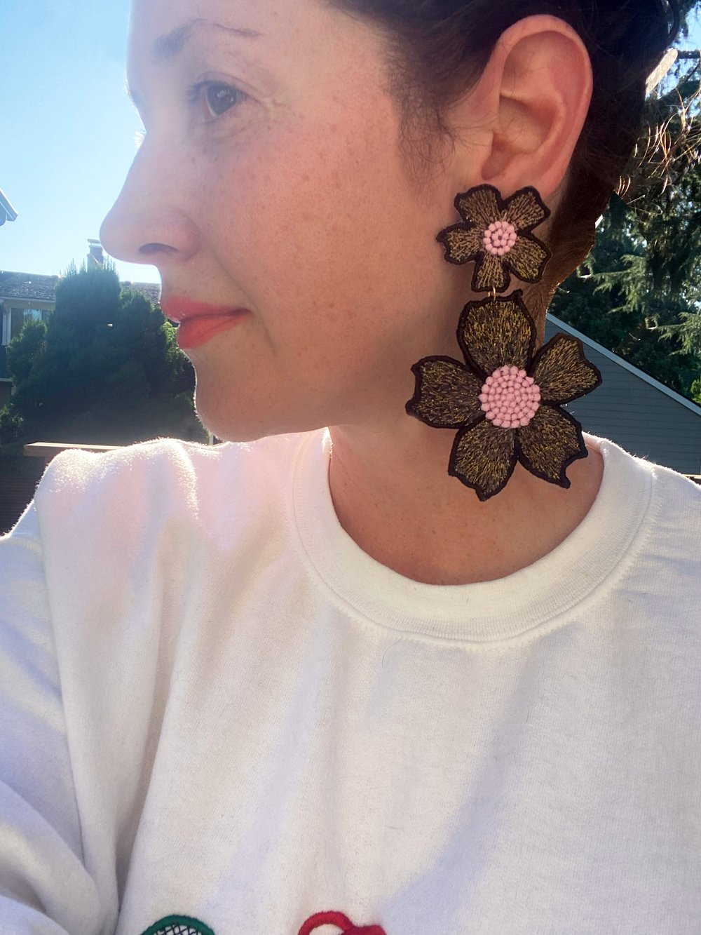 Sarah Donofrio Embroidered Thunbergia Earrings