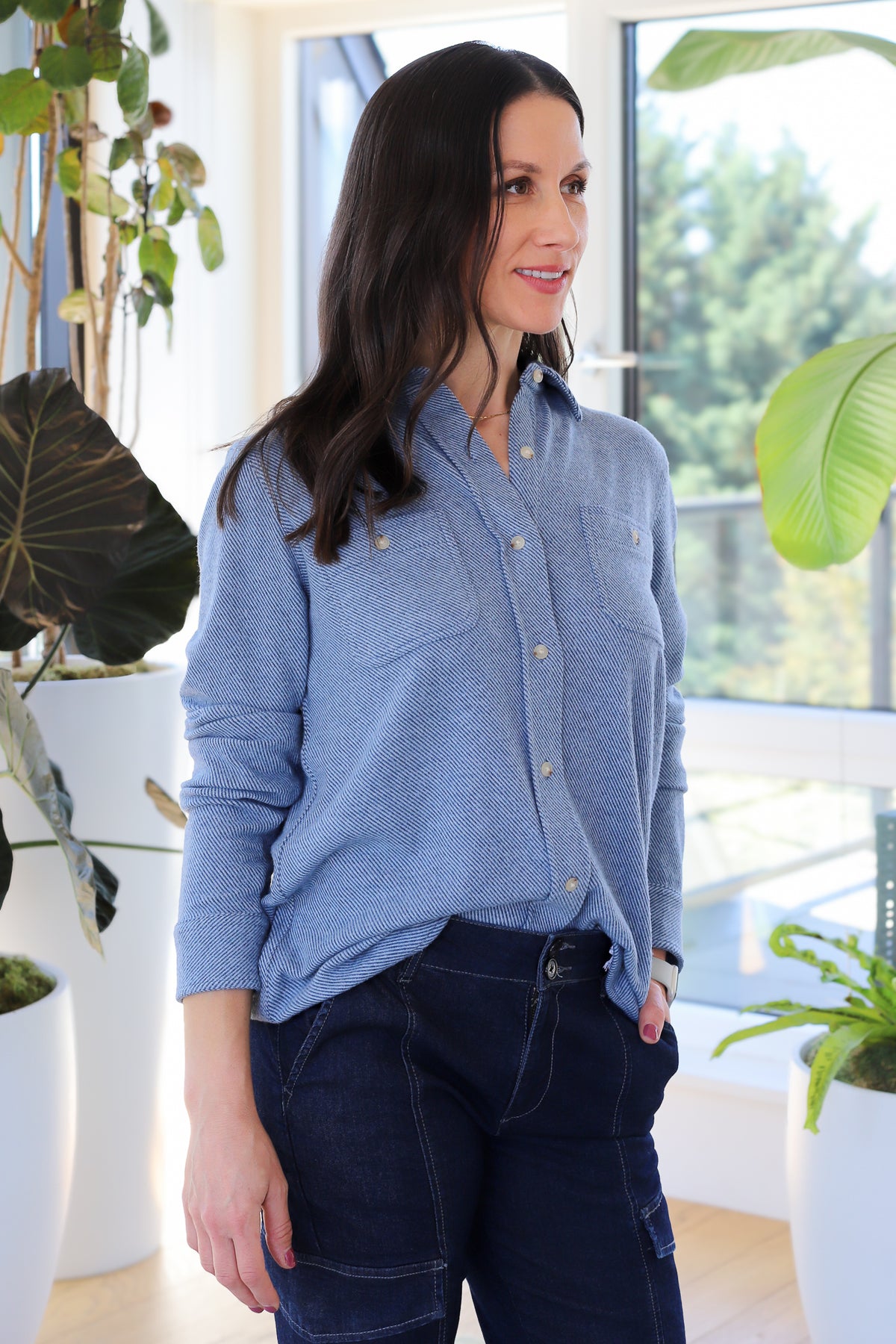 Faherty Legend Sweater Shirt in Glacier Blue Twill