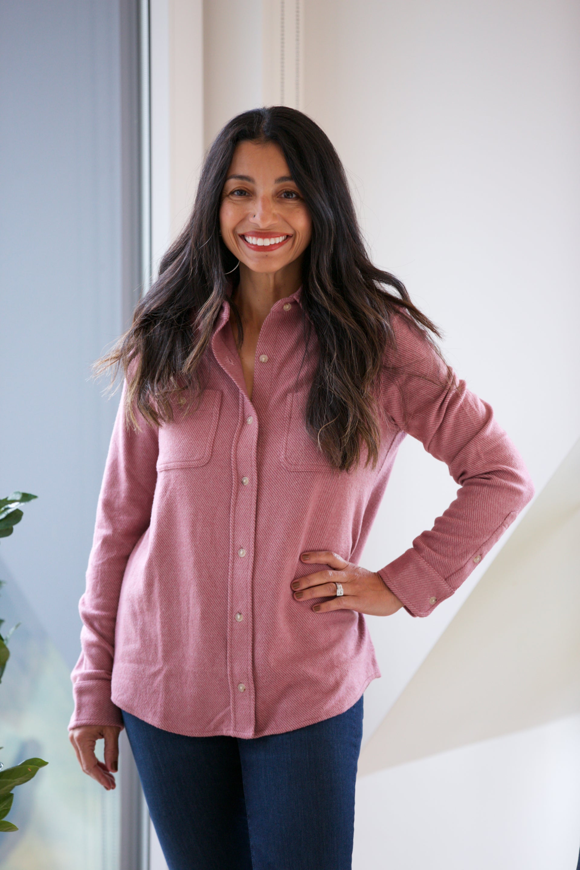 Faherty Legend Sweater Shirt in Rose Twill