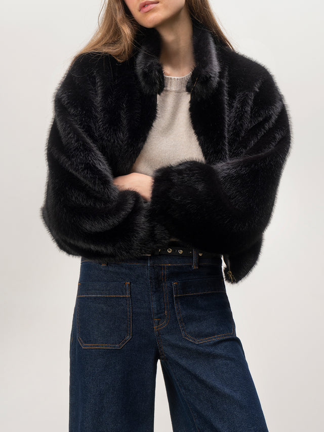 Sanctuary Everest Fur Bomber in Black