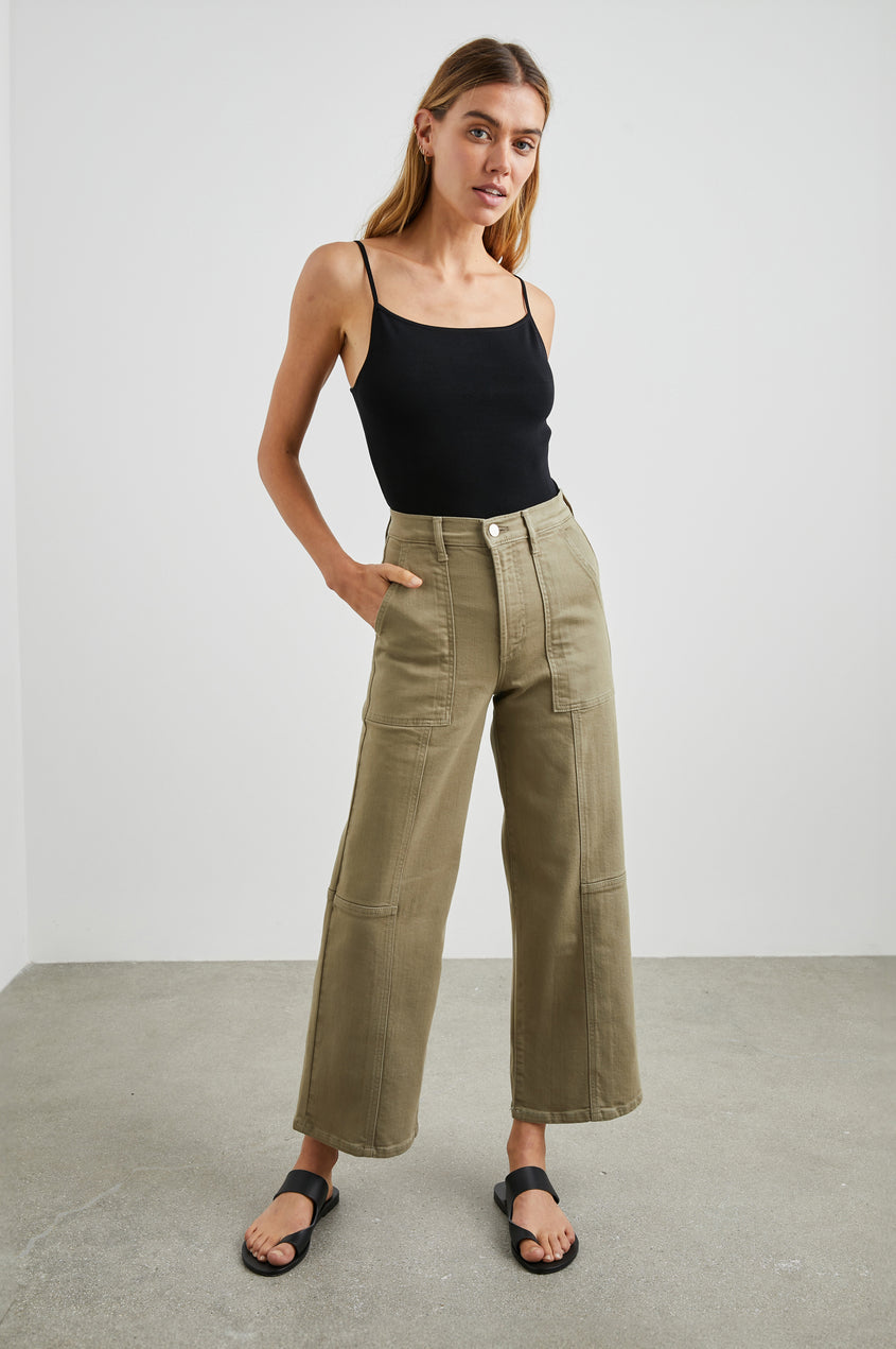 Rails Getty Wide Leg Crop Utility in Washed Olive