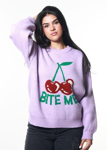 Girl Dangerous Bite Me Sweatshirt Lilac