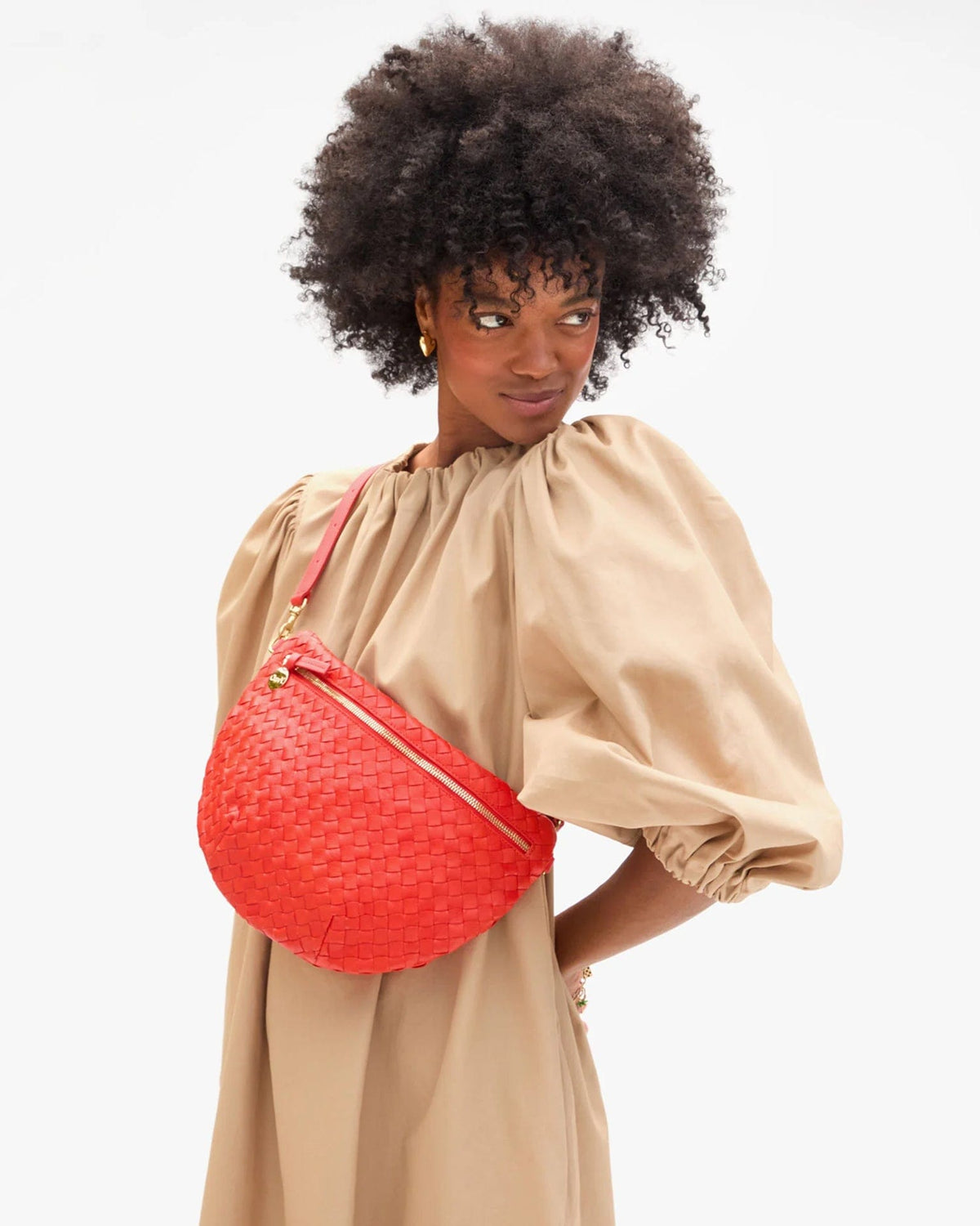 Clare V. Grande Fanny - Medium Woven Diagonal