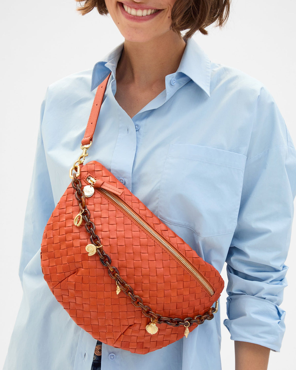 Clare V. Grande Fanny - Medium Woven Diagonal in Saltillo