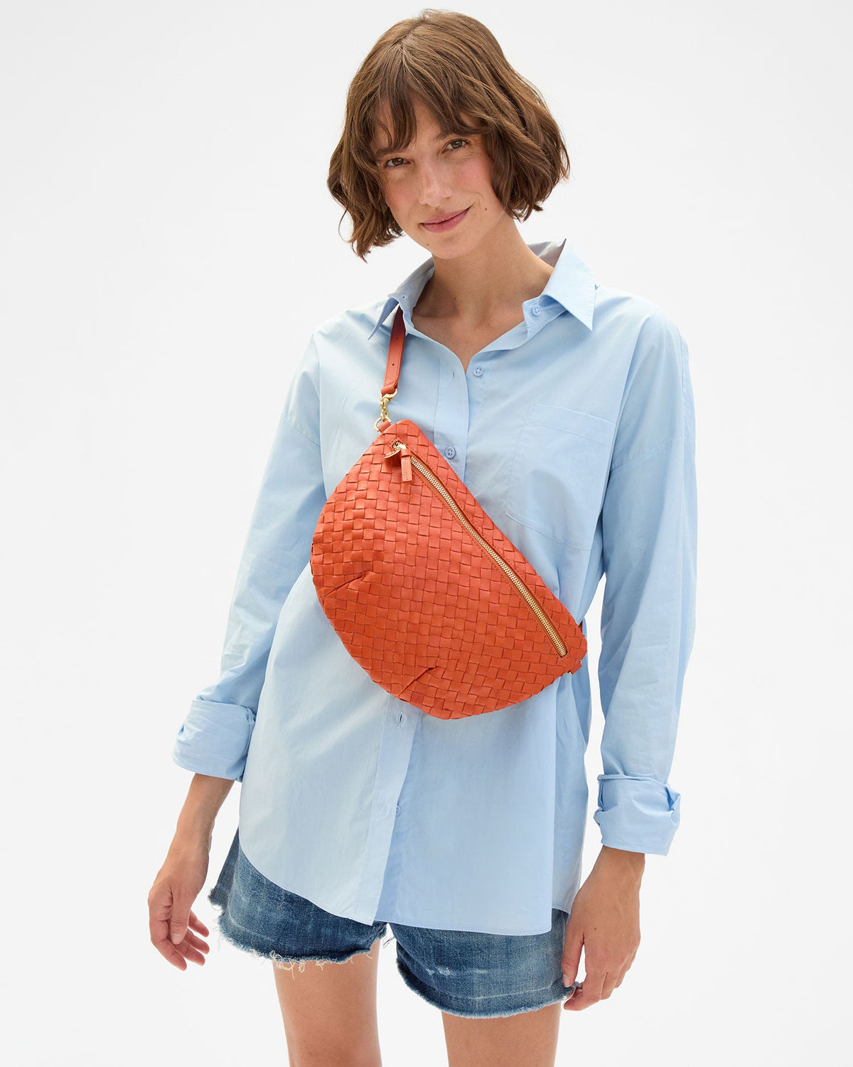 Clare V. Grande Fanny - Medium Woven Diagonal in Saltillo