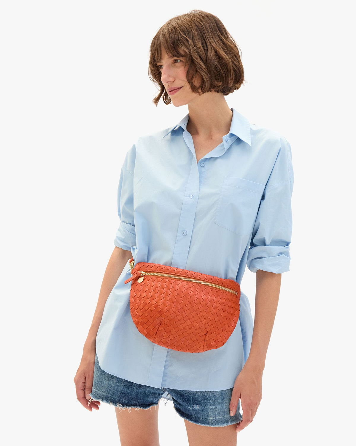 Clare V. Grande Fanny - Medium Woven Diagonal in Saltillo