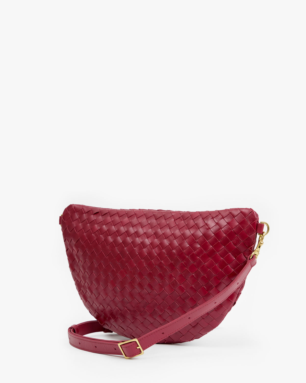 Clare V. Grande Fanny - Medium Woven Diagonal in Garnet