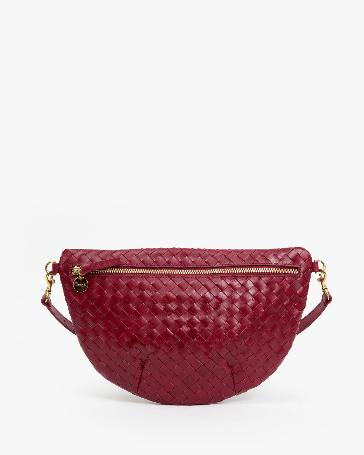Clare V. Grande Fanny - Medium Woven Diagonal in Garnet