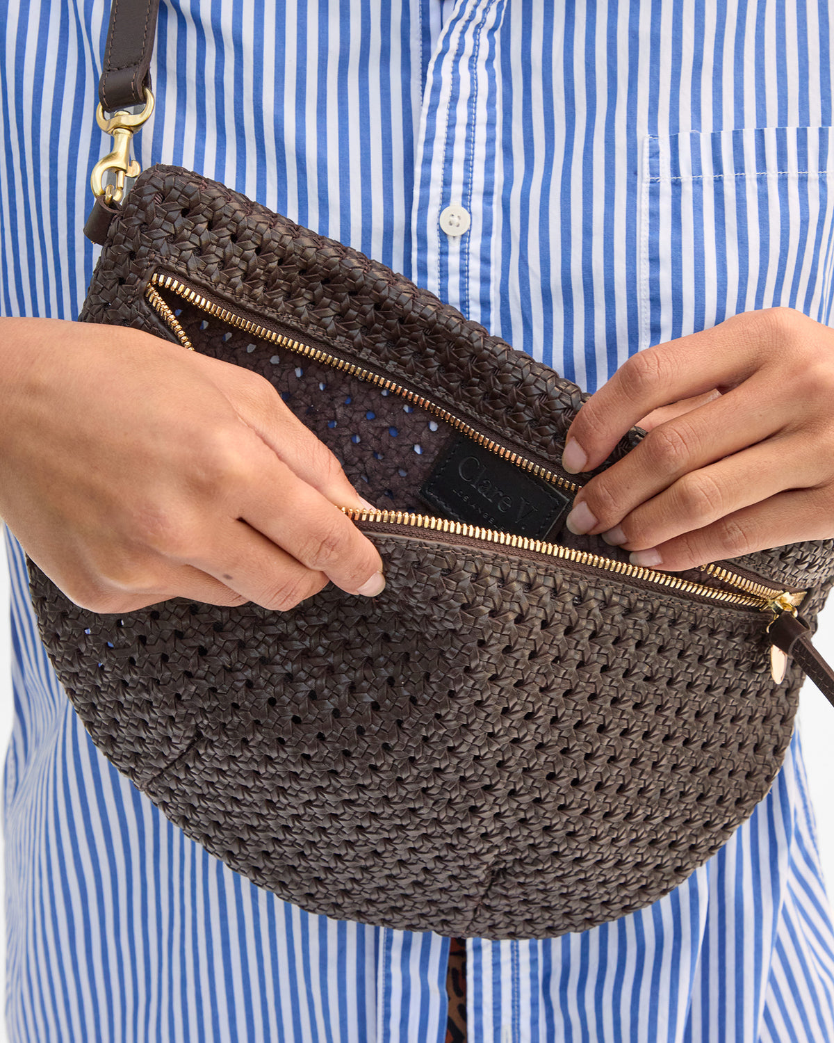 Clare V. Grande Fanny - Rattan in Chocolate