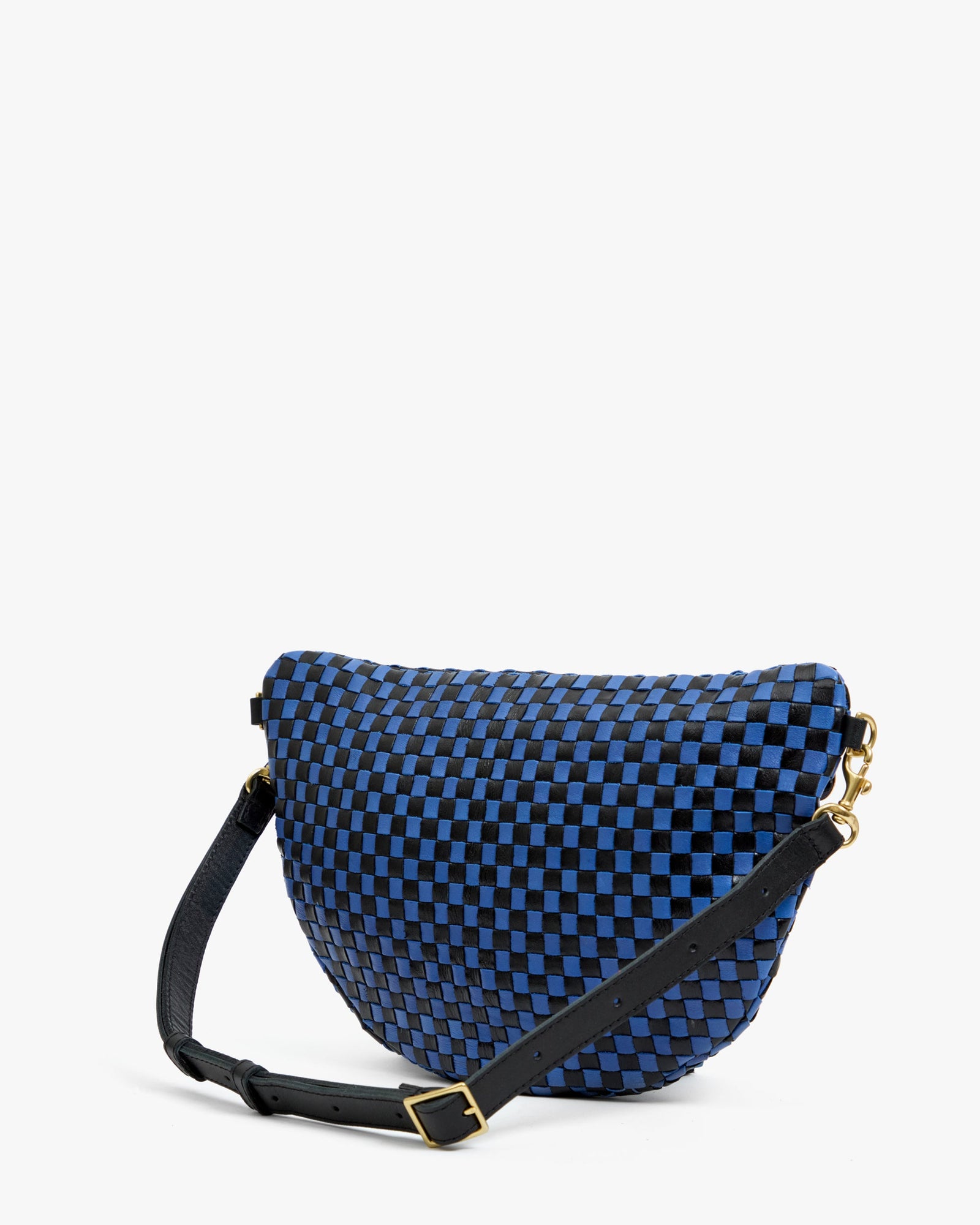 Clare V. Woven Checker Grande Fanny in Cobalt