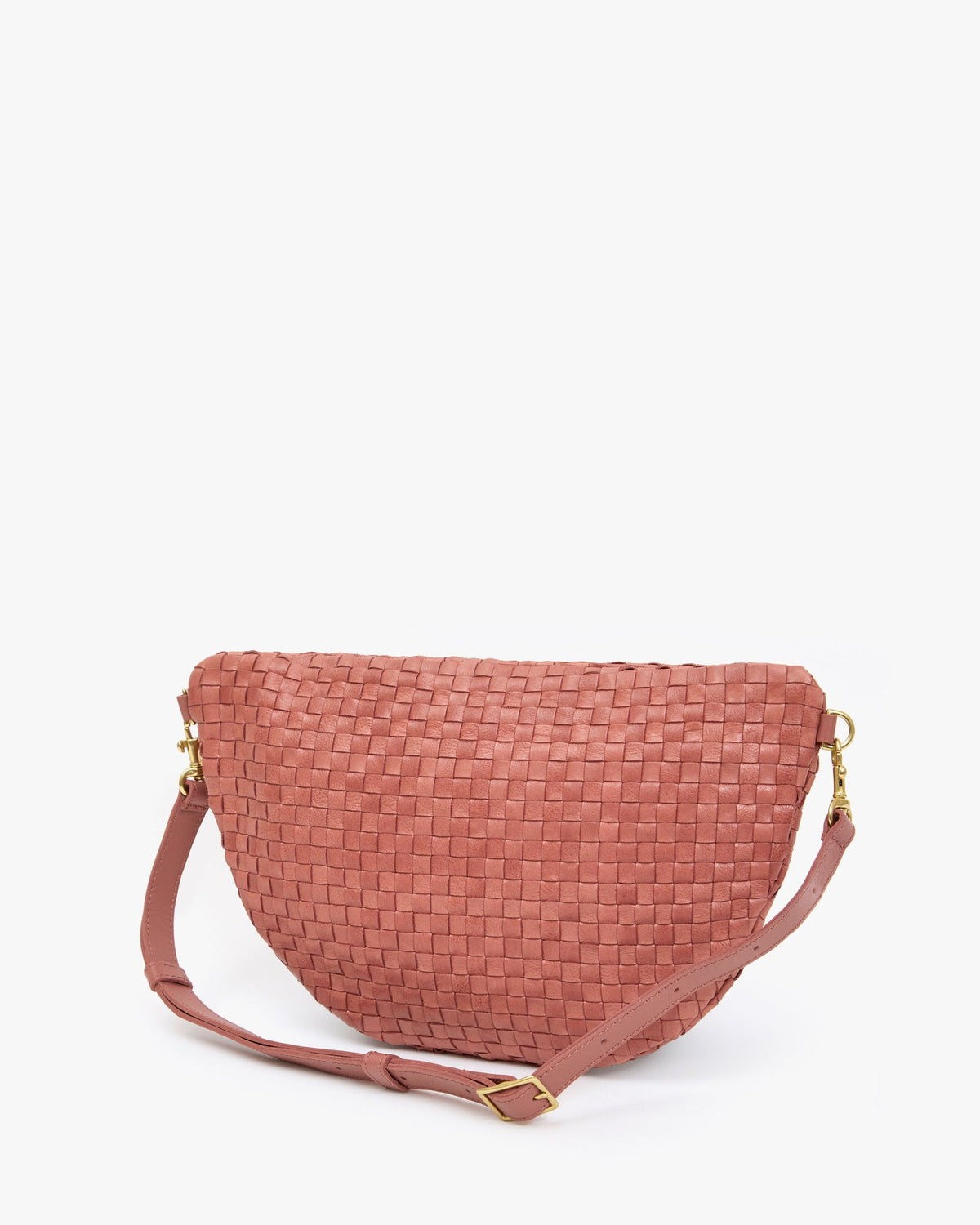 Clare V. Woven Checker Grande Fanny in Rose Clay