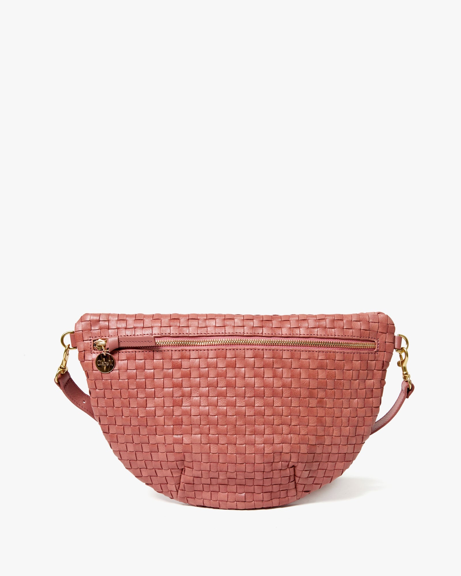 Clare V. Woven Checker Grande Fanny in Rose Clay