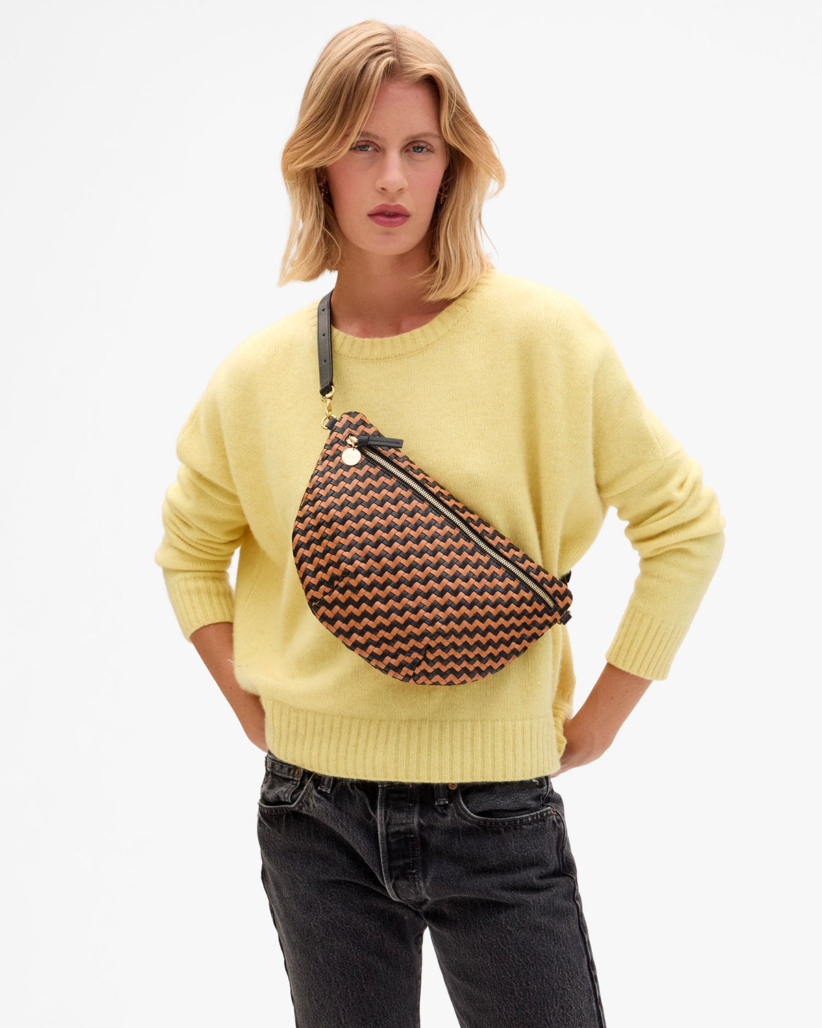 Clare V. Woven Zig-Zag Grande Fanny