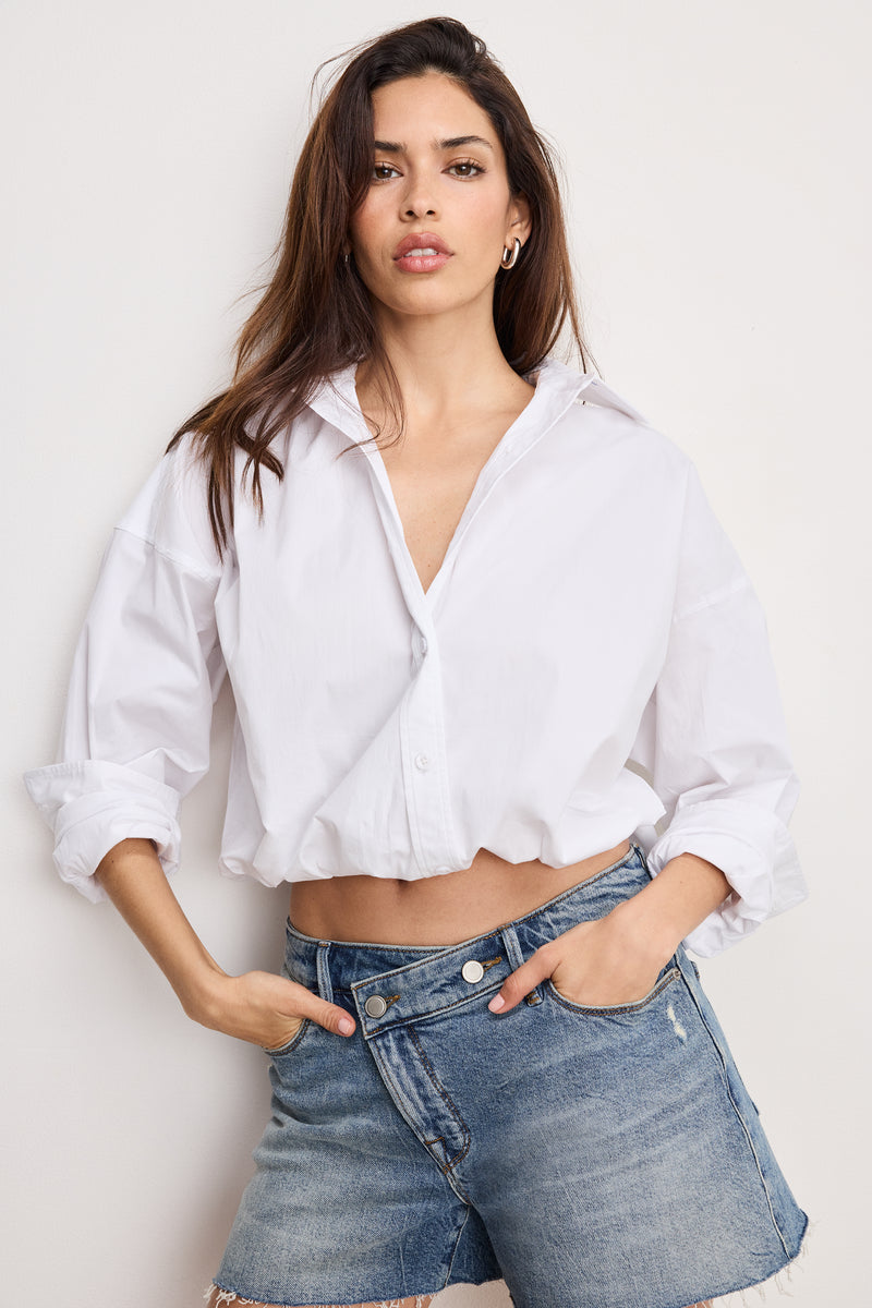 Good American Poplin Bubble Shirt