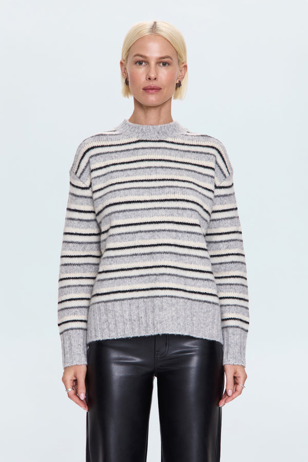 PISTOLA Hanna Oversized Sweater in Grey/White Stripe