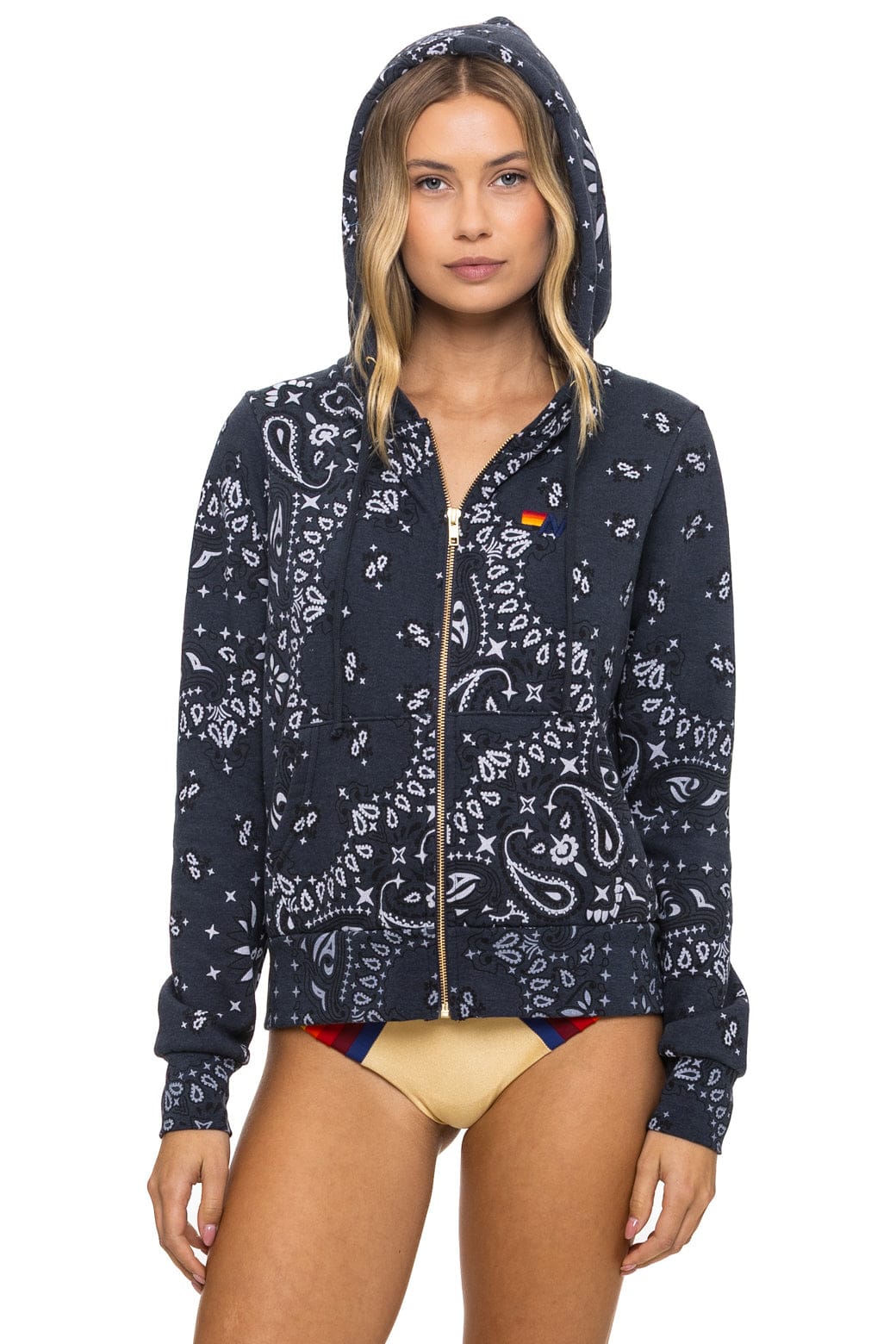 Aviator Nation Bandana - Zip Hoodie in Charcoal