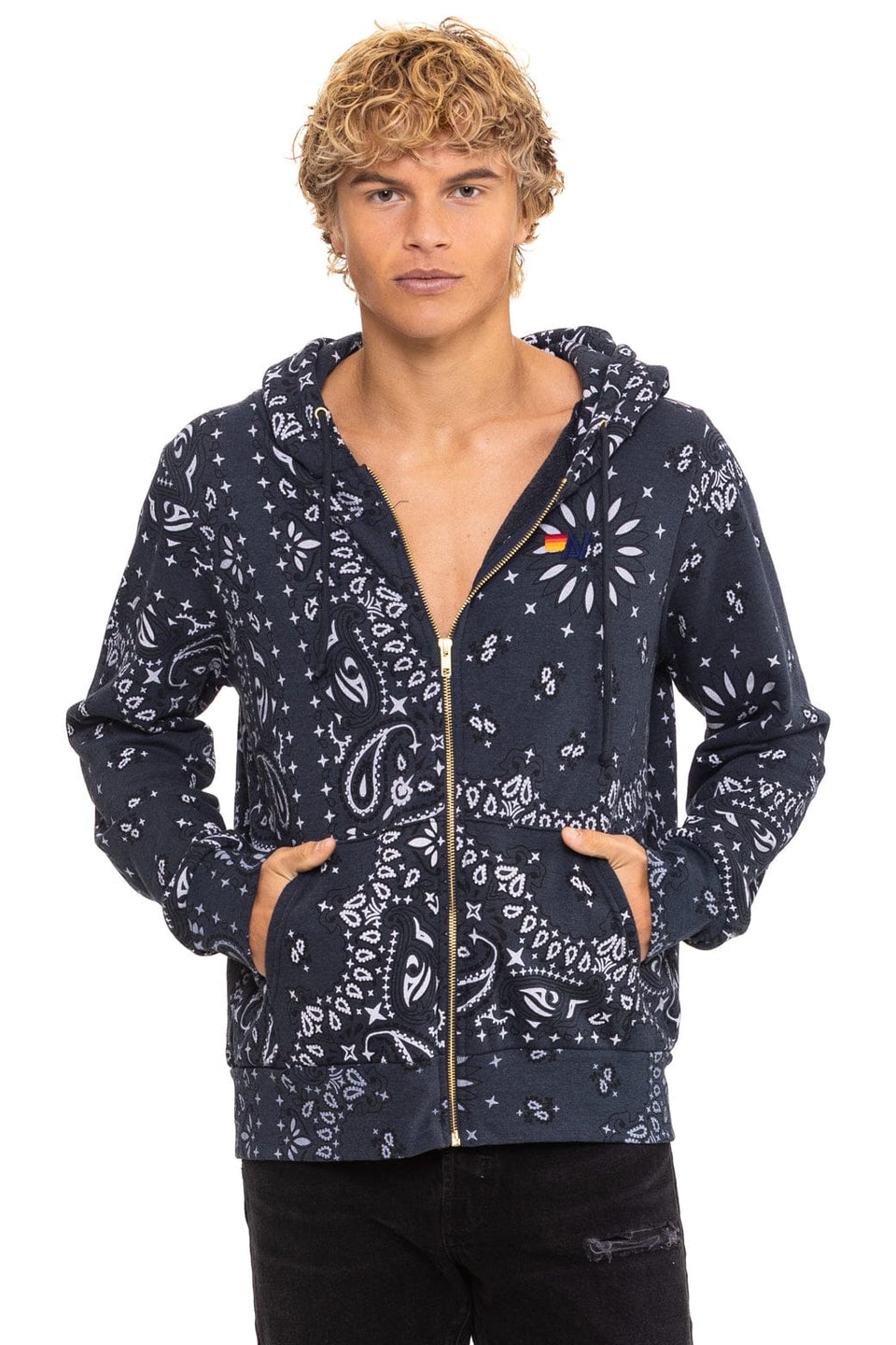 Aviator Nation Bandana - Zip Hoodie in Charcoal
