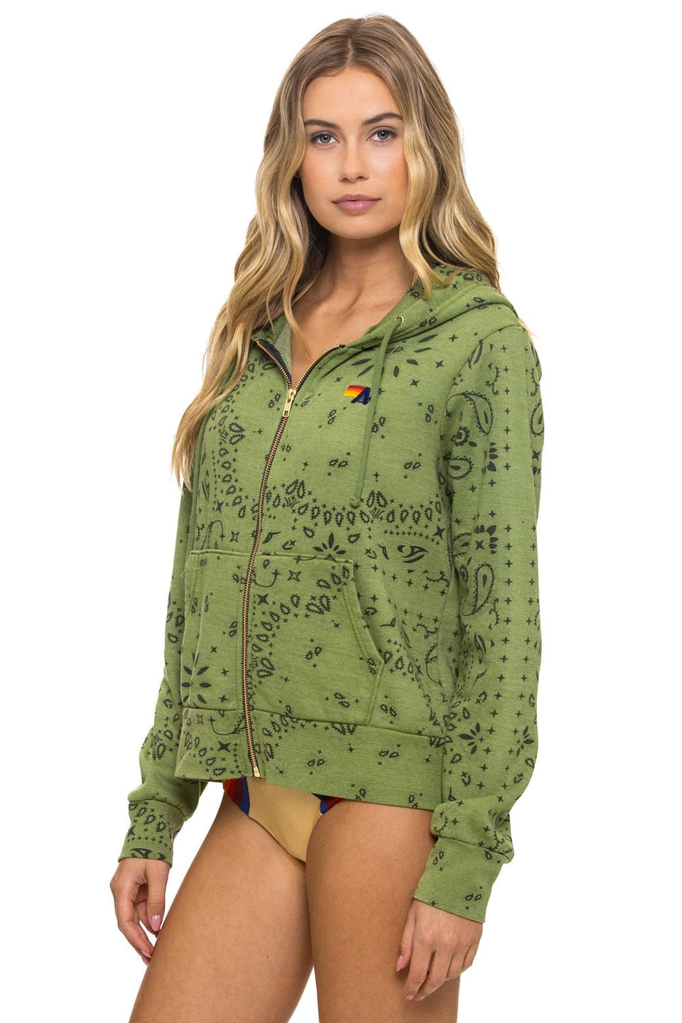 Aviator Nation Bandana - Zip Hoodie in Jungle Green