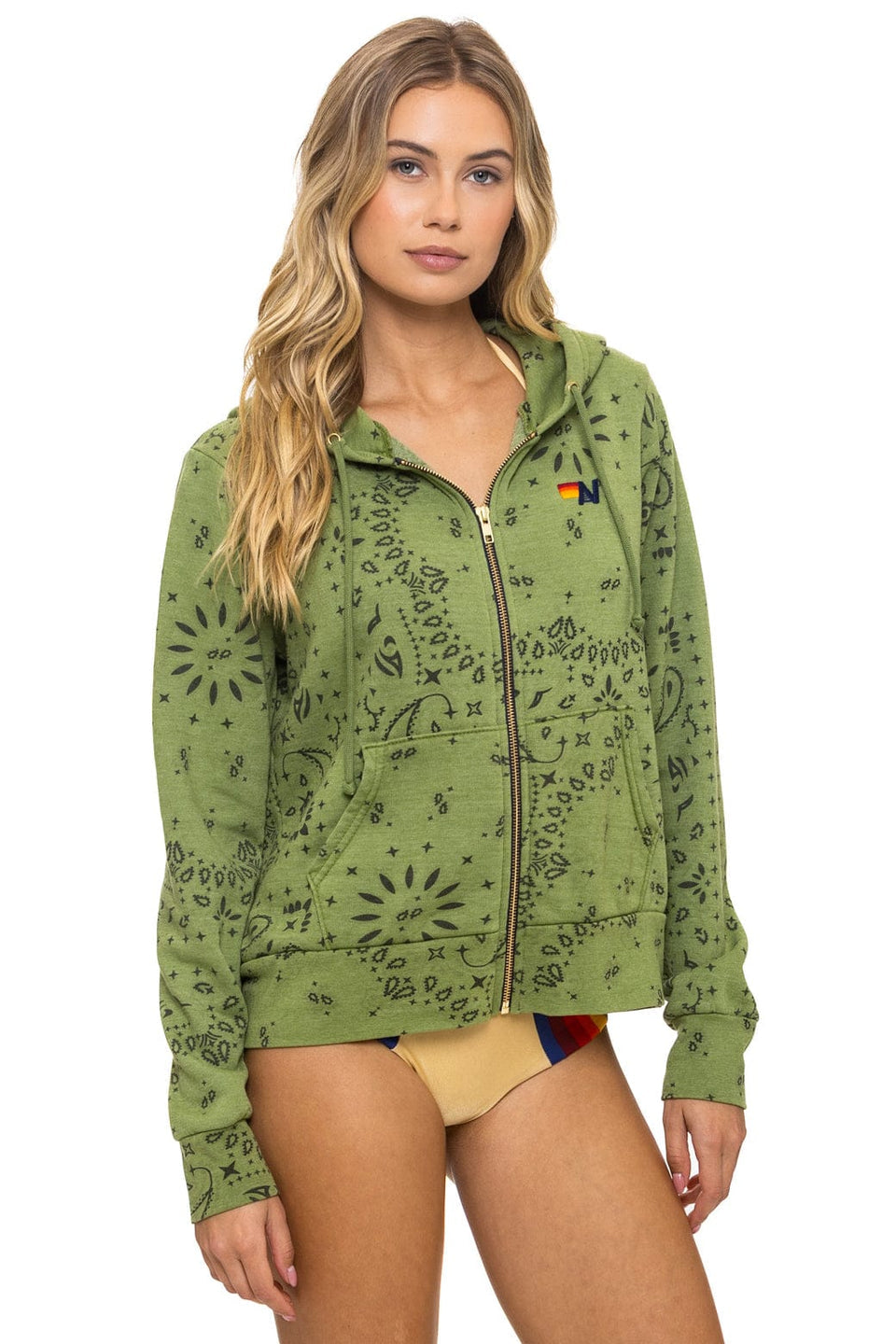 Aviator Nation Bandana - Zip Hoodie in Jungle Green