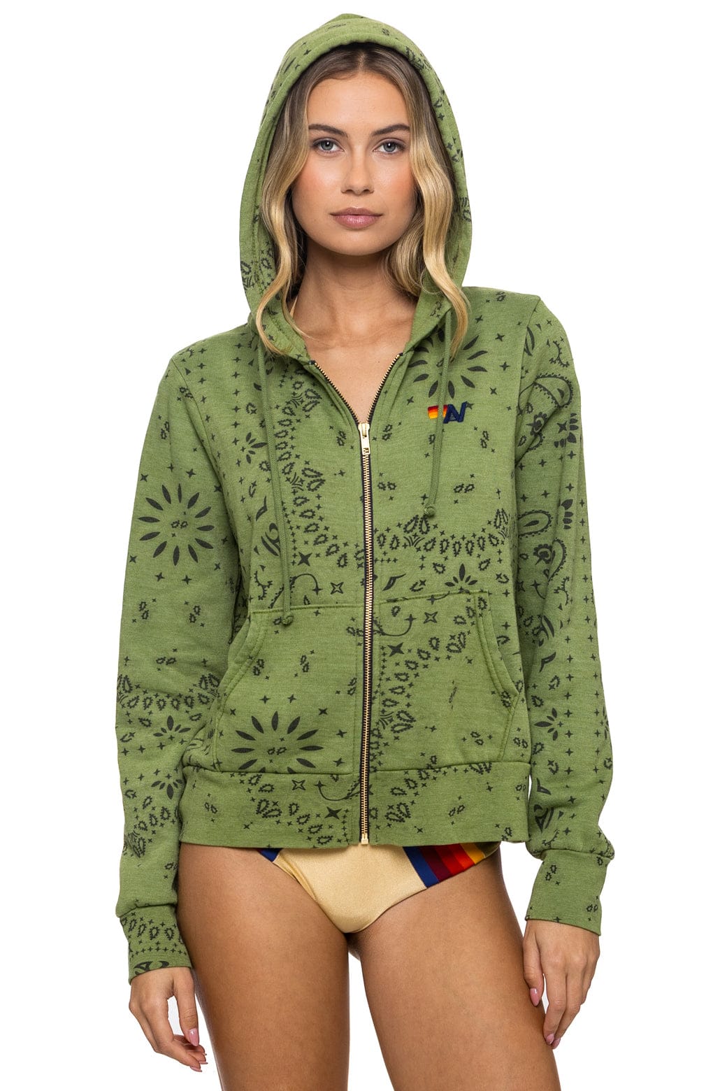 Aviator Nation Bandana - Zip Hoodie in Jungle Green
