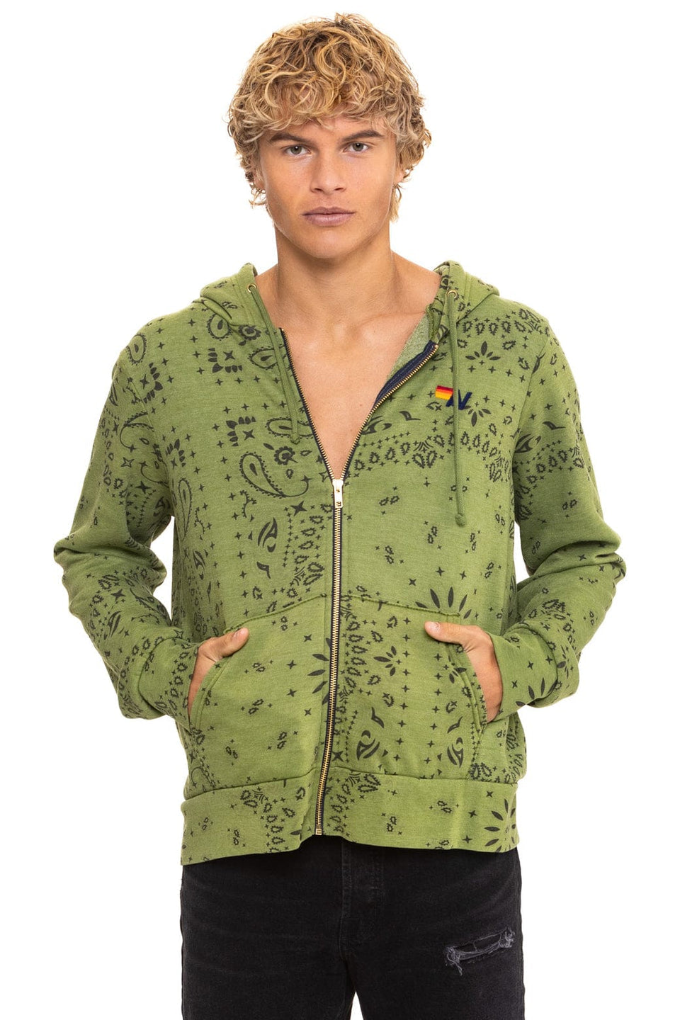 Aviator Nation Bandana - Zip Hoodie in Jungle Green