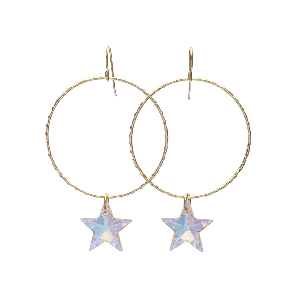 Kenda Kist Shooting Star Crystal Hoops Gold AB