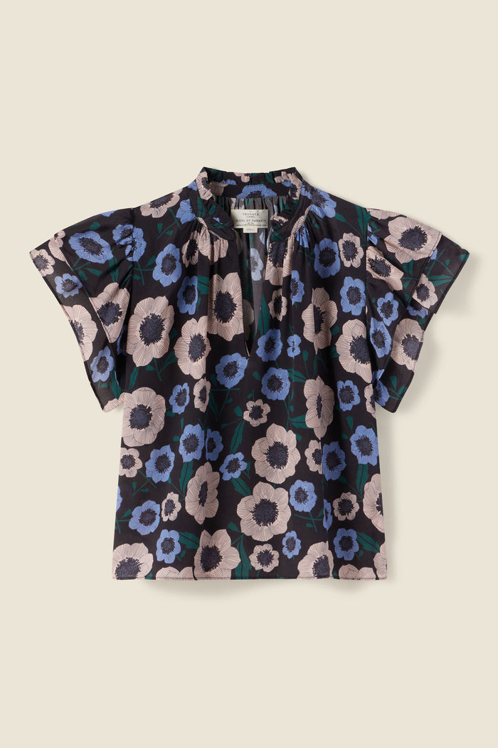 Birds of Paradis by Trovata Clover Blouse in Navy Poppies