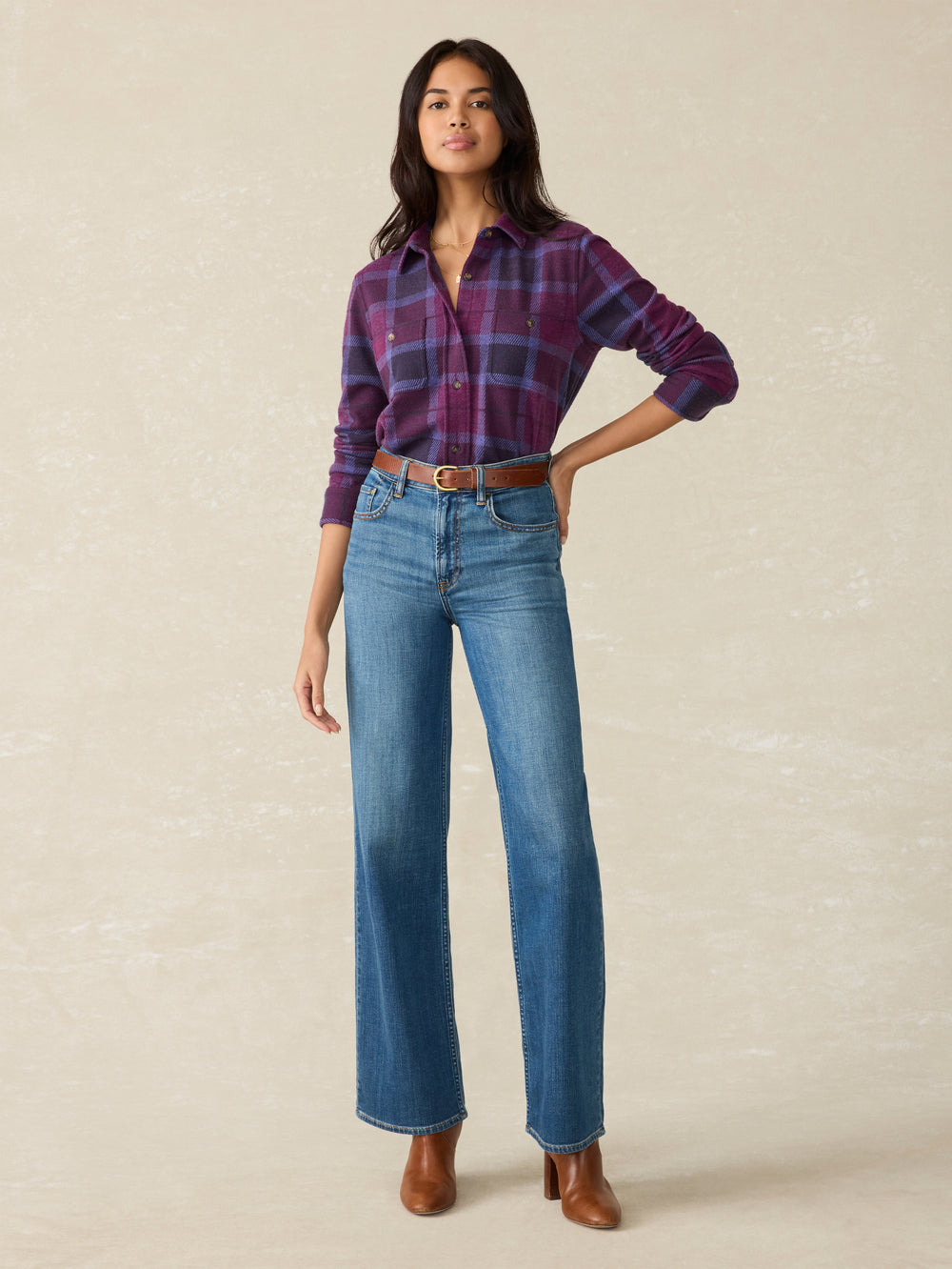 Faherty Legend Sweater Shirt in Snowberry Plaid