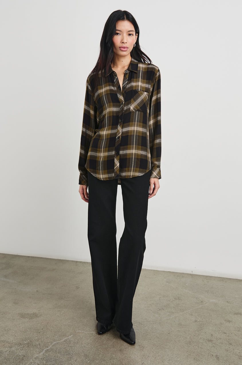 Rails Hunter Shirt in Black Carmel Lurex