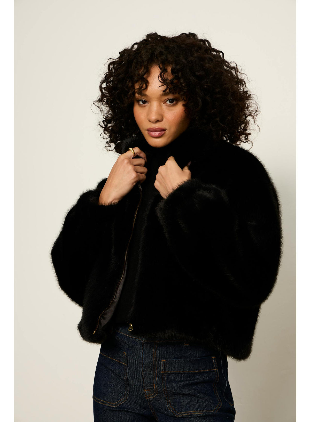 Sanctuary Everest Fur Bomber in Black