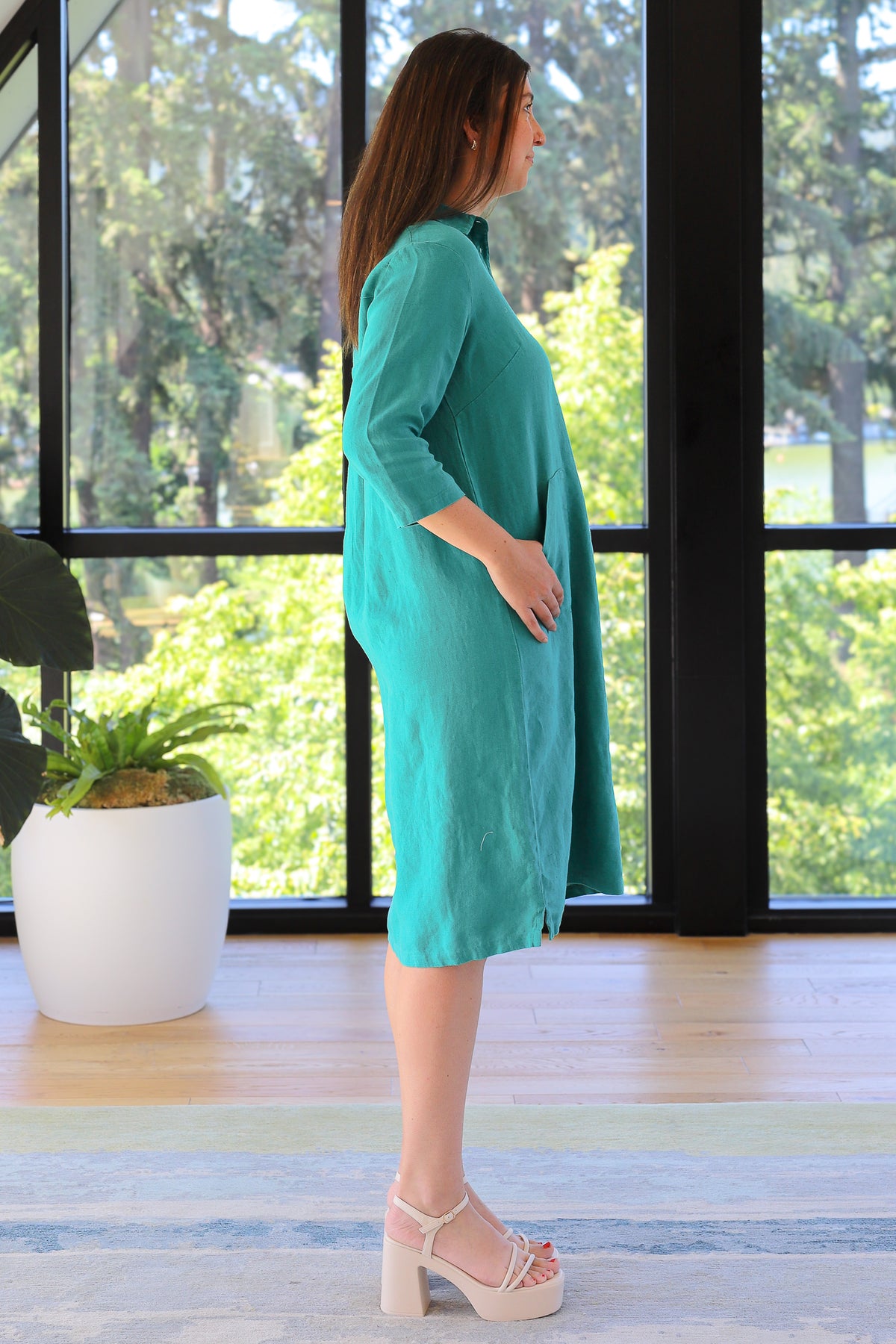 BIBICO Tara Shirt Dress in Jade Linen