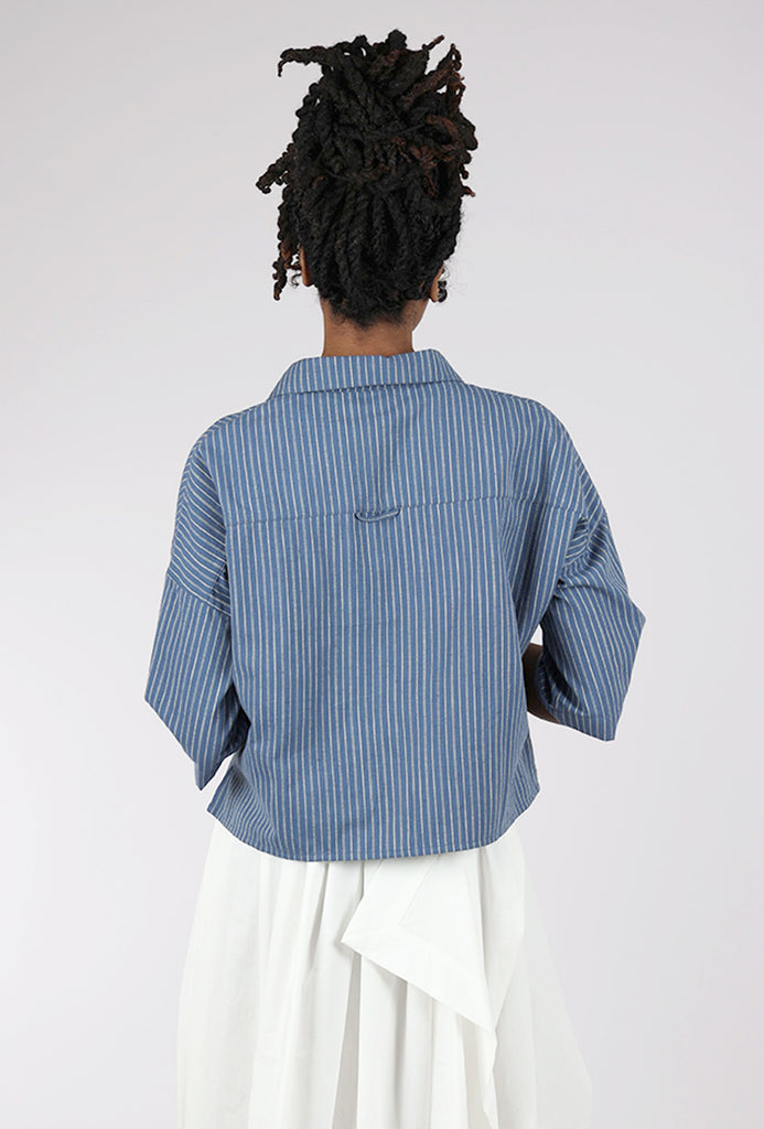 BIBICO Ava Oversized Blouse in Cotton &amp; Linen Stripe