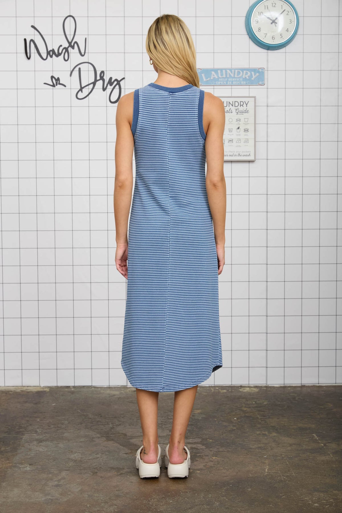 Nyland Briar Washed Stripe Sleeveless Tank Midi Dress