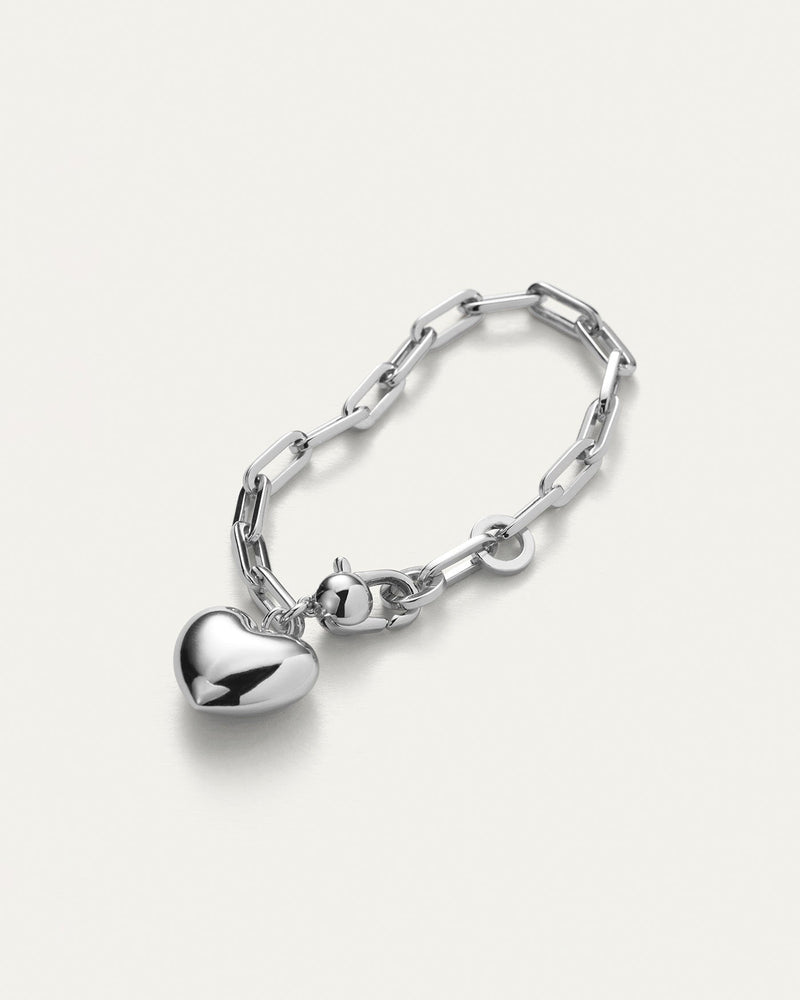 Jenny Bird Puffy Heart Bracelet Silver