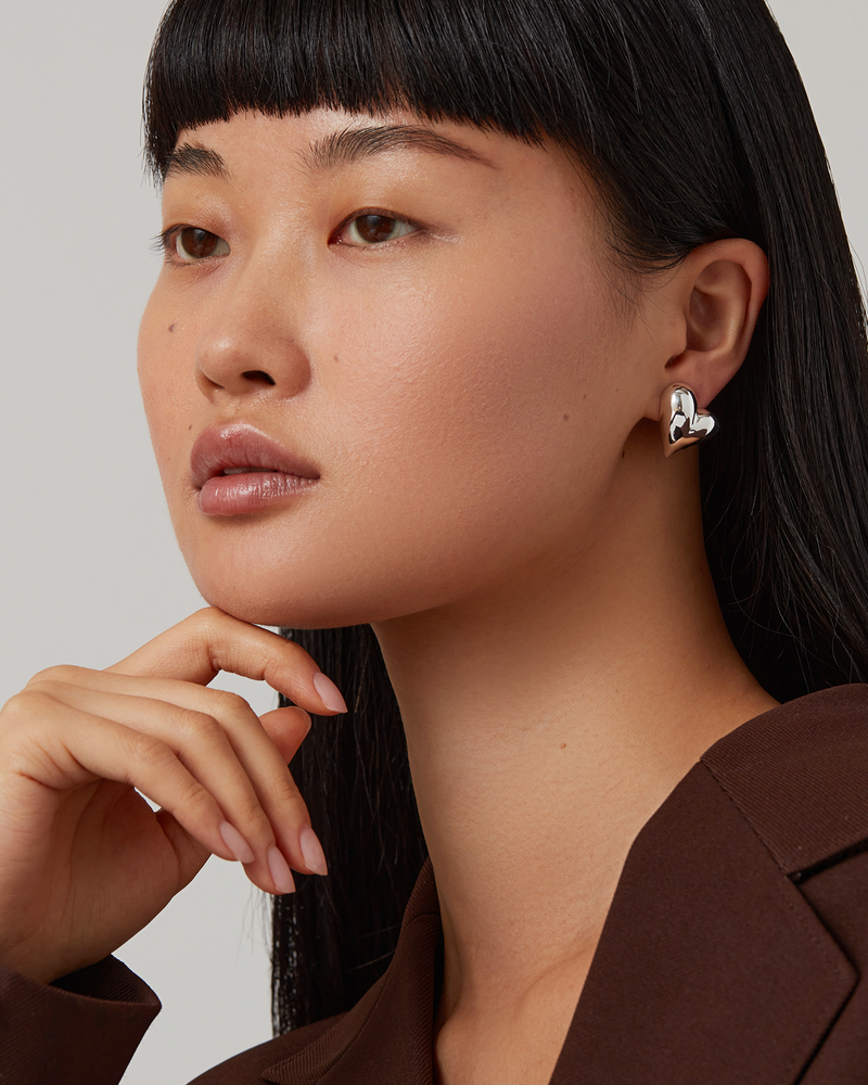 Jenny Bird Art Heart Button Earrings