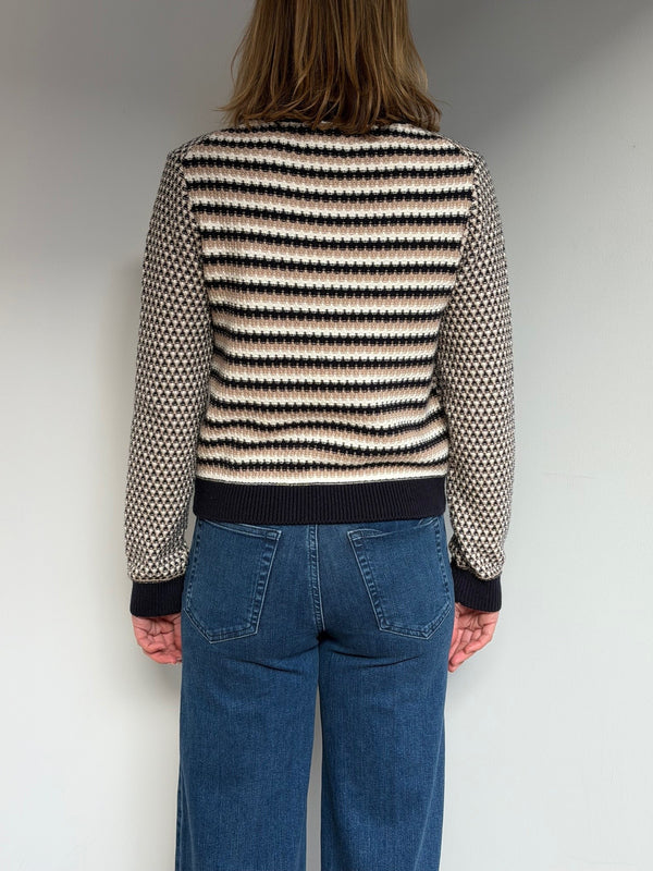 Jumper 1234 Geo Stripe Crew Neat Navy