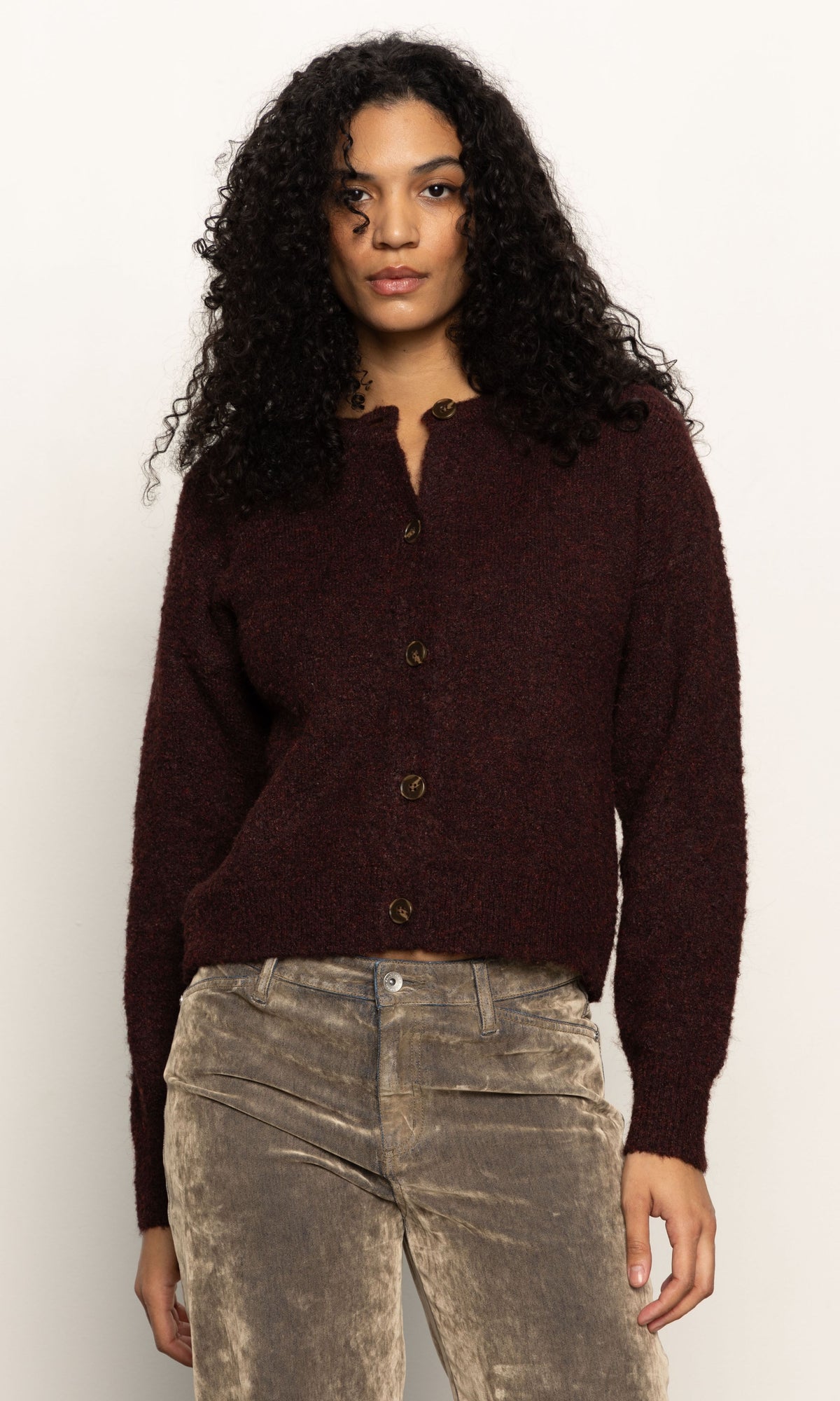 Sanctuary Boucle Cardi Dark Crimson