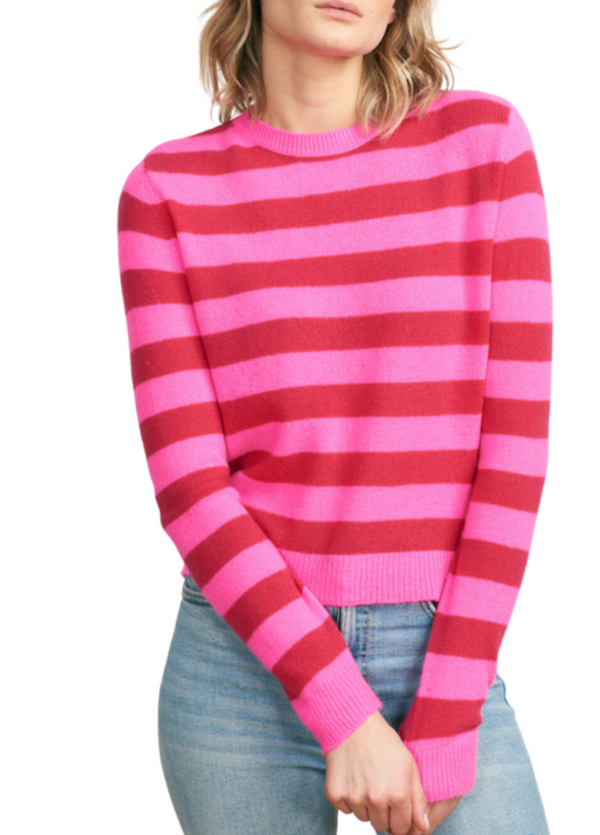 Jumper 1234 Stripe Crew Hot Pink Cherry