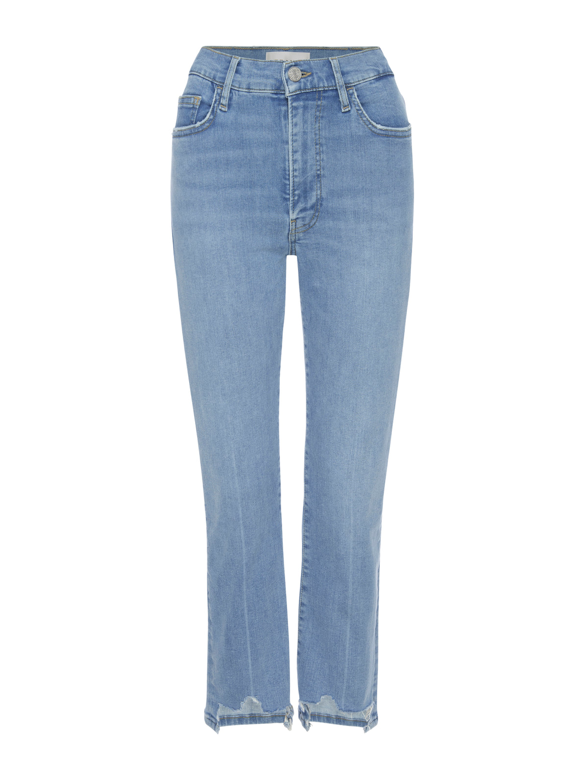FRAME Le High Straight Raw Fray in Clearwater Modern Chew