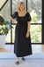 LUSANA Hazel Off-Shoulder Poplin Midi Dress Black