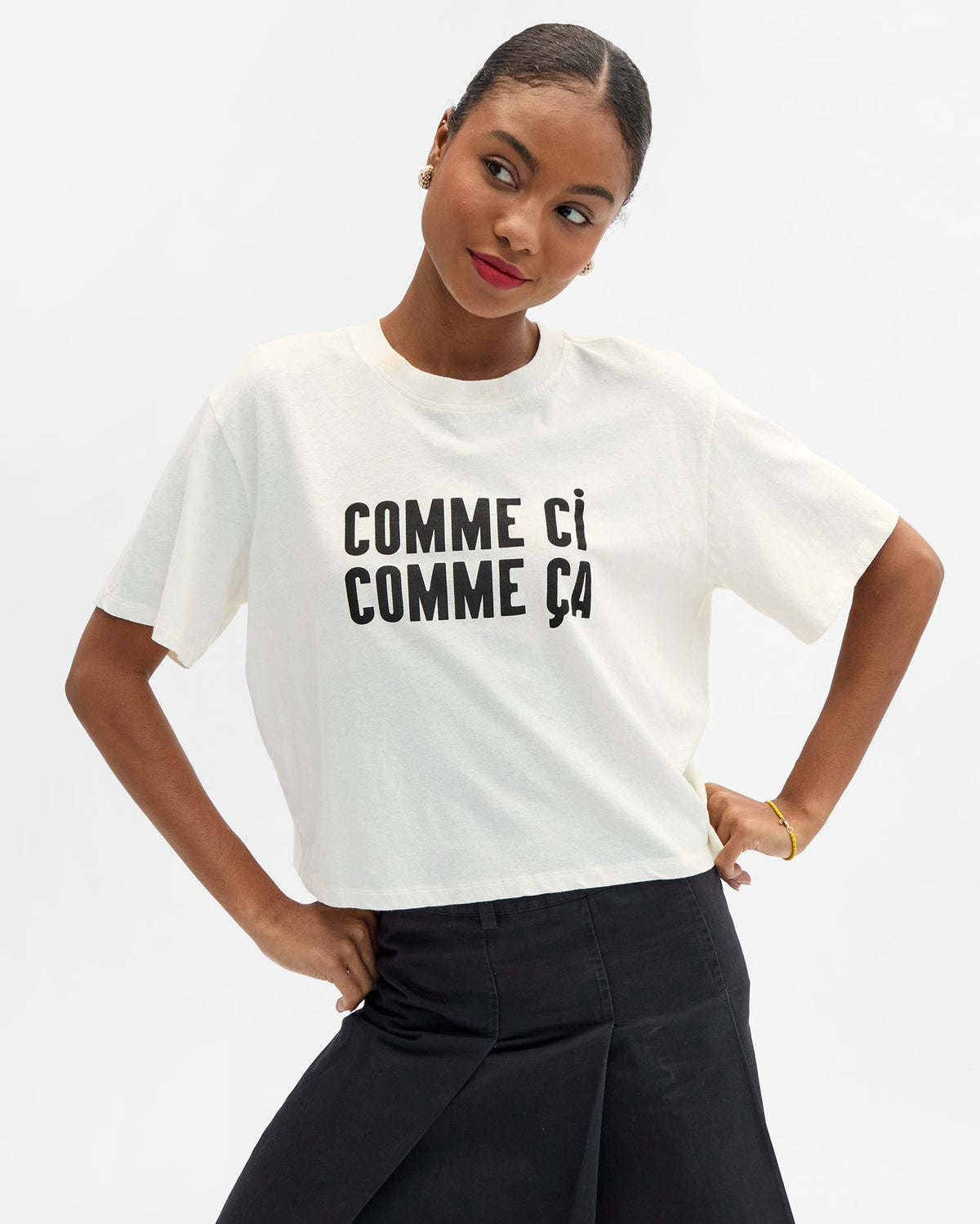 Clare V. Le Carre Tee in Cream Comme Ci Comme Ca