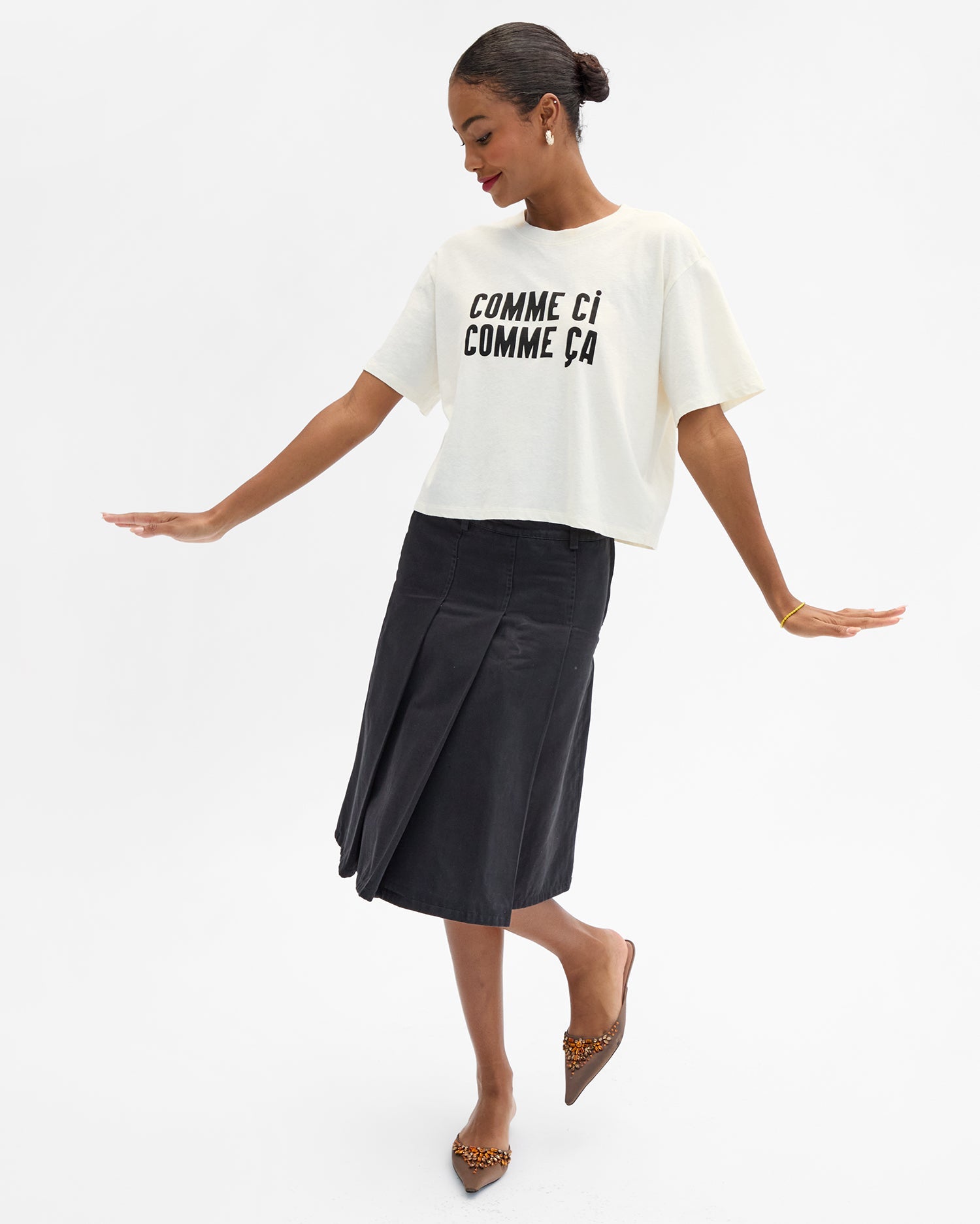 Clare V. Le Carre Tee in Cream Comme Ci Comme Ca